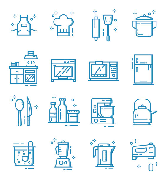 设置厨房用具图标与轮廓样式图片下载