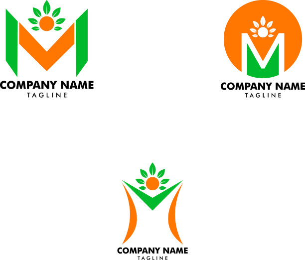 字母M与人物树叶logo设计图片下载