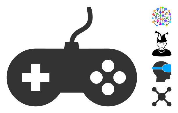 平面视频游戏图标与奖金图标图片下载