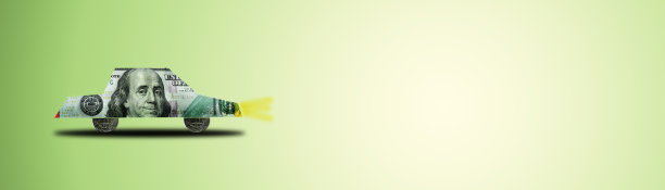 100美元，绿色背景下的汽车形状图片下载