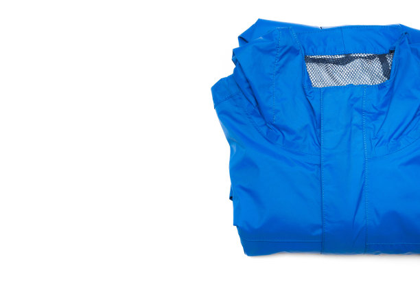 折叠蓝色拉链风衣夹克，防雨防水登山戈尔特克斯夹克连帽衫。田径夹克运动尼龙全拉链图片下载