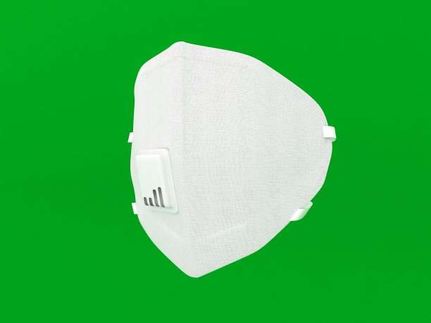 外科口罩和冠状病毒防护隔离在绿色背景，3d渲染图片下载