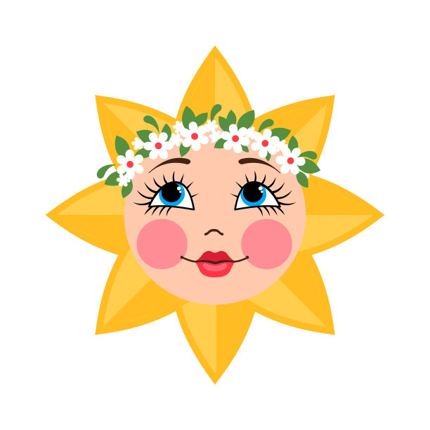 可爱的太阳图标在平面风格孤立上图片下载