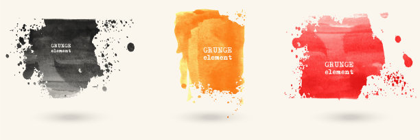 水彩污渍在孤立的白色背景设置图片下载