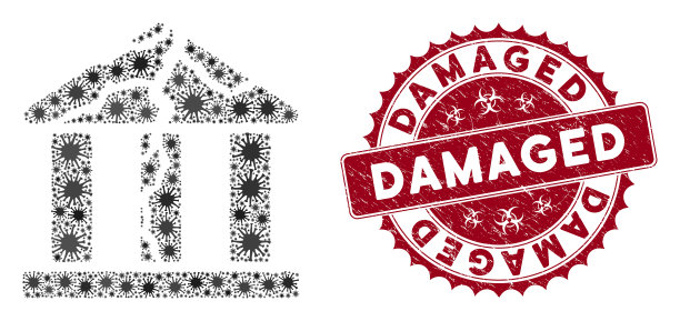 冠状病毒拼贴腐败银行图标与图片下载