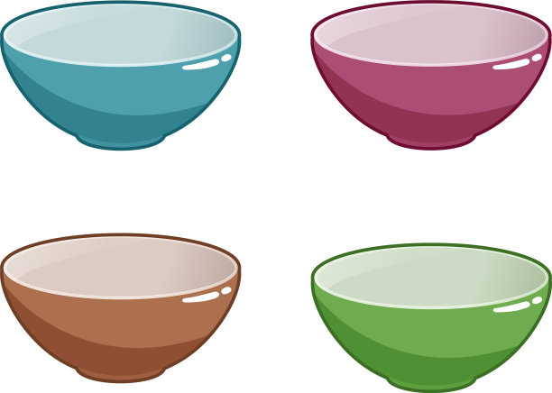 设置不同颜色的空碗孤立图片下载