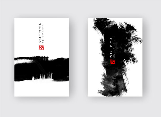 条幅与抽象黑色墨水eps10图片下载