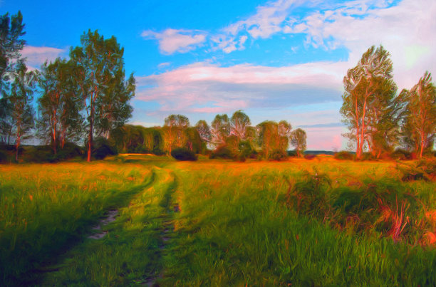 石油山水画图片下载