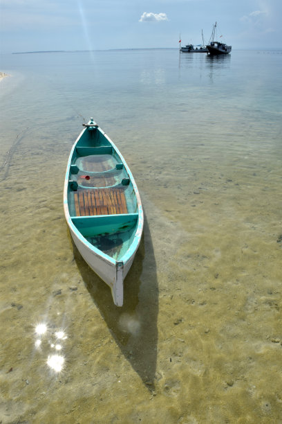 船停泊在海滩上图片下载