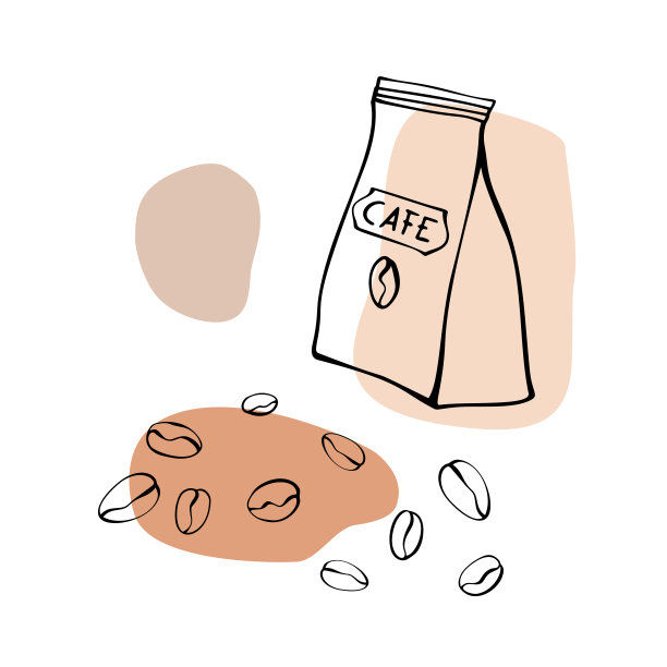 咖啡袋和咖啡豆。图片下载