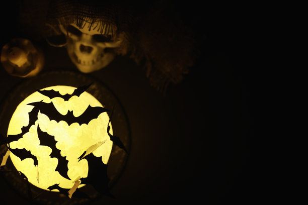 月亮背景上蝙蝠的黑色剪影。万圣节的概念。可怕的背景。万圣节的恐怖抽象物品。图片下载