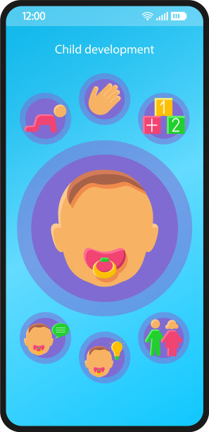 儿童发展智能手机接口模板图片下载