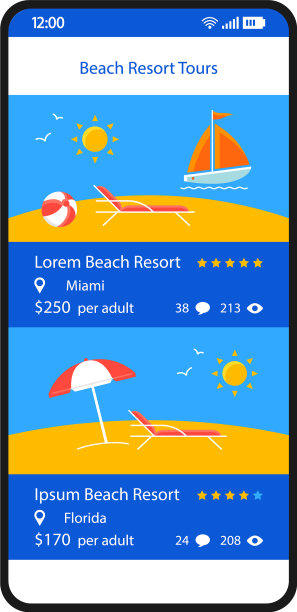 在线预订应用程序智能手机界面模板图片下载