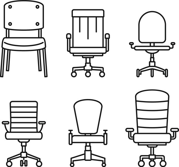 现代桌椅图标设置轮廓风格图片下载