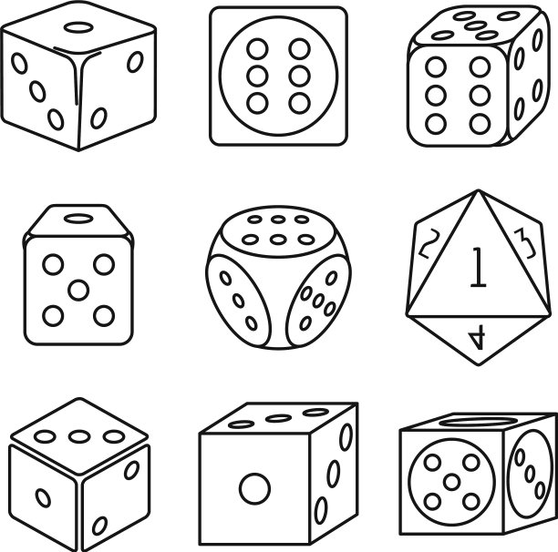 玩骰子的图标设置轮廓样式图片下载