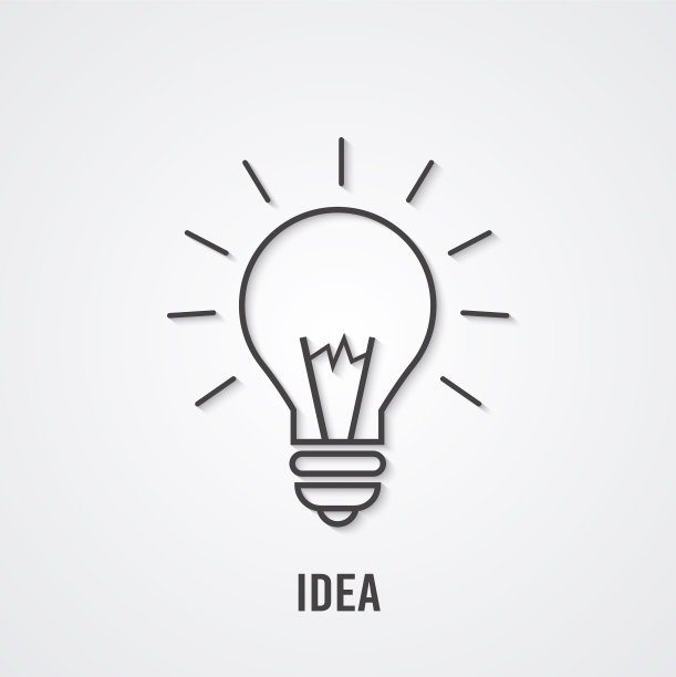白色想象灯泡设计图片下载