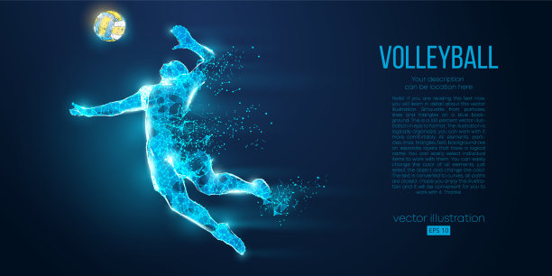 抽象剪影排球运动员男子球图片下载