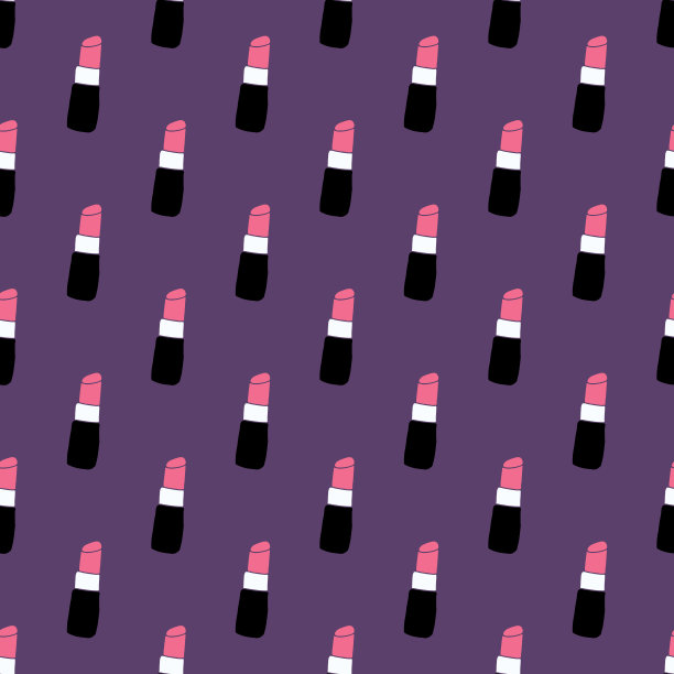 口红无缝图案，手绘时尚和美丽的元素，矢量插图图片下载