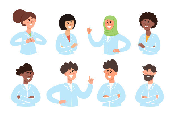 矢量插图的肖像医生孤立在白色图片下载