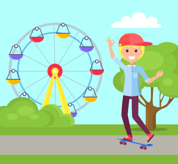 滑板和娱乐矢量插图图片下载