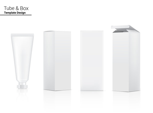 试管模拟逼真的化妆品和盒子侧面的护肤品在孤立的白色背景插图。医疗保健和医疗概念设计。图片下载