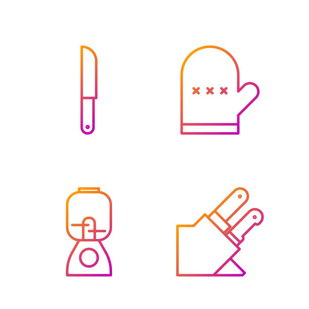 设置线刀、搅拌机刀和烤箱手套图片下载