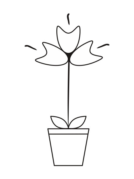 矢量轮廓简单的插图花在一个罐子上的白色背景。图片下载