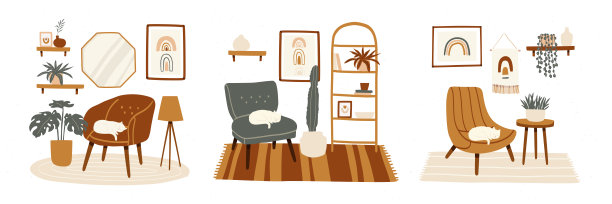 波西米亚风格的客厅内饰图片下载