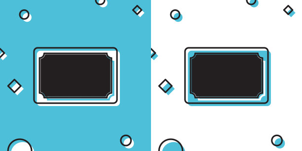 黑色门垫图标孤立在蓝色和白色的背景。欢迎的迹象。随机动态形状。矢量图图片下载