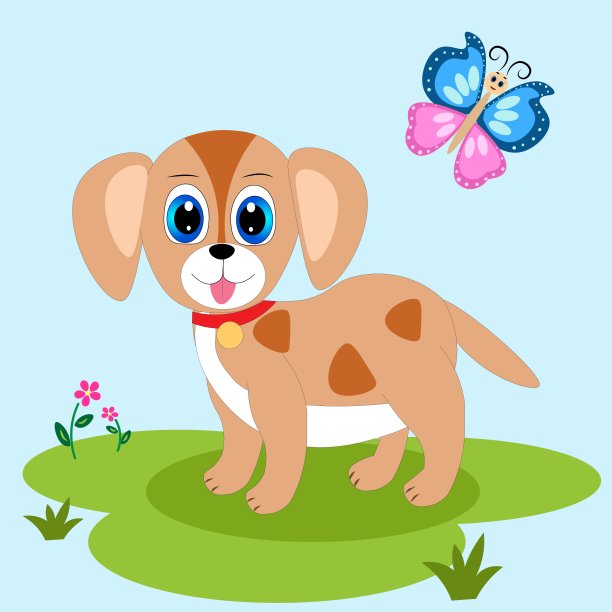 宠物狗插图矢量，卡通人物图片下载