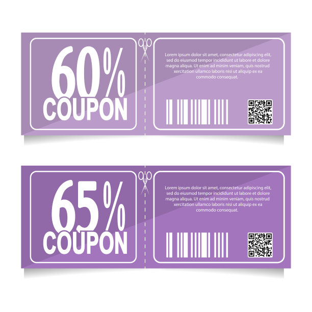 设计一张折扣为60和65的优惠券图片下载