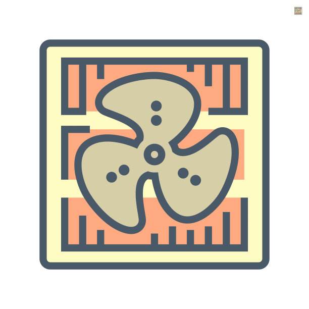 空气压缩机和风扇叶片矢量图标设计，64x64完美像素和可编辑的笔划。图片下载