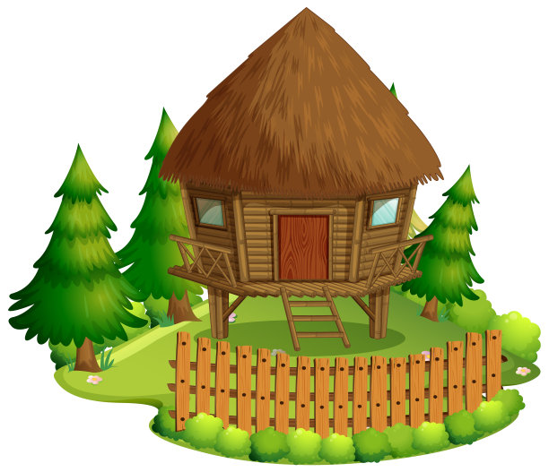 大自然中白色背景上的孤立小屋图片下载