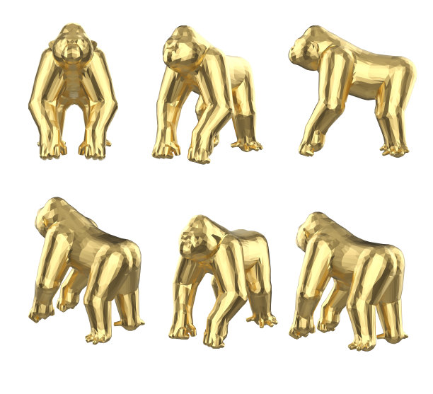 一组多边形大猩猩图片下载