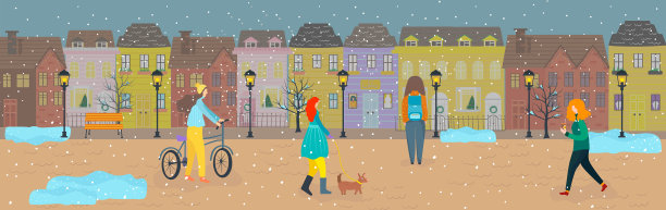 人们走在老城的街道上图片下载