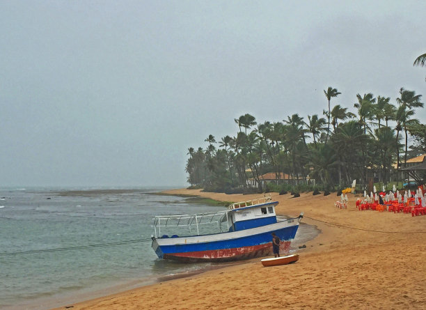 巴西海滩上的渔船图片下载