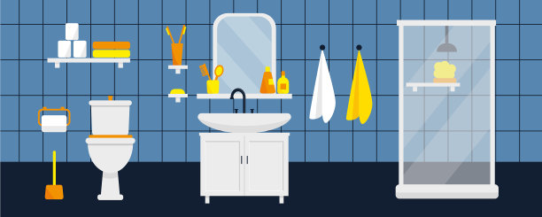 浴室内设淋浴和卫生间图片下载