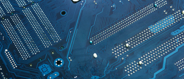 现代印刷电路板、电子电路板、纺织物。背景旗帜。Elactronoc盘子。图片下载