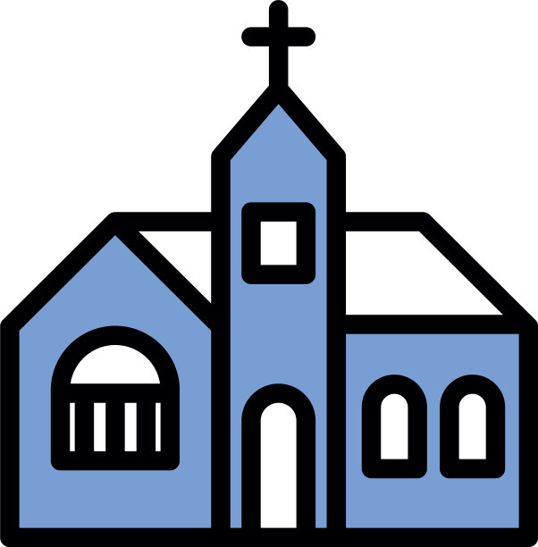 教堂天主教建筑正面的图标图片下载