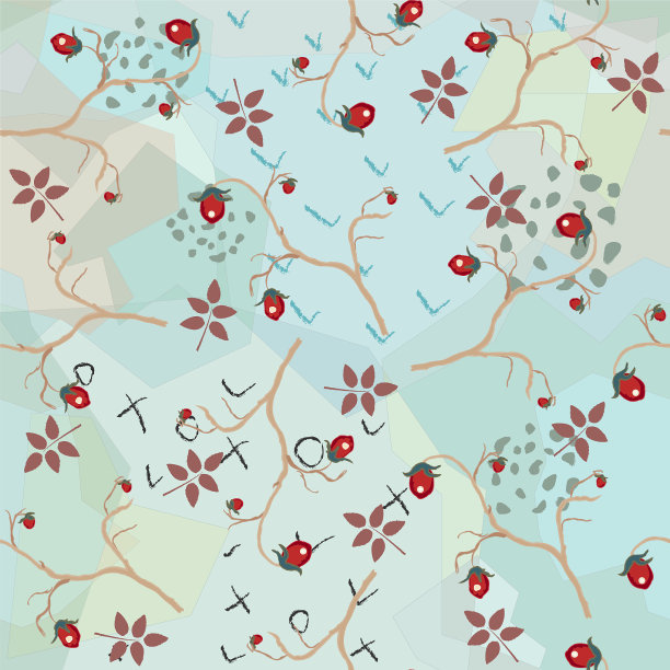 可爱的手绘图案与五颜六色的浆果喷雾图片下载