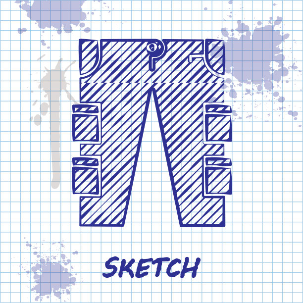 素描线工装裤图标孤立在白色图片下载