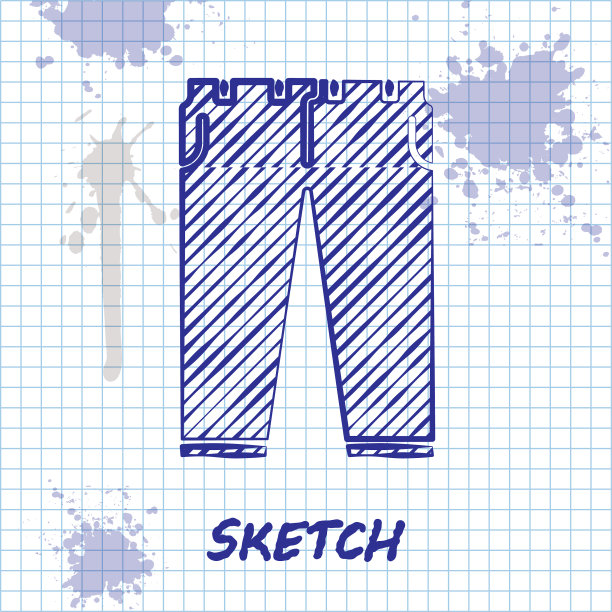 素描线裤子图标孤立在白色图片下载