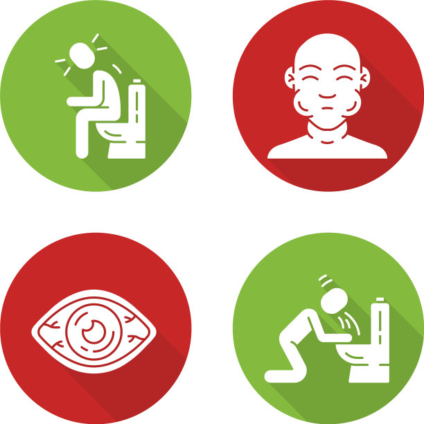 食物过敏症状平面设计长阴影图片下载