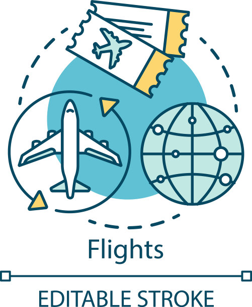 航班概念图标飞机旅行的想法细线图片下载