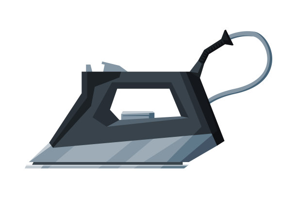 复古电熨斗家用电器，复古熨烫设备矢量插图图片下载