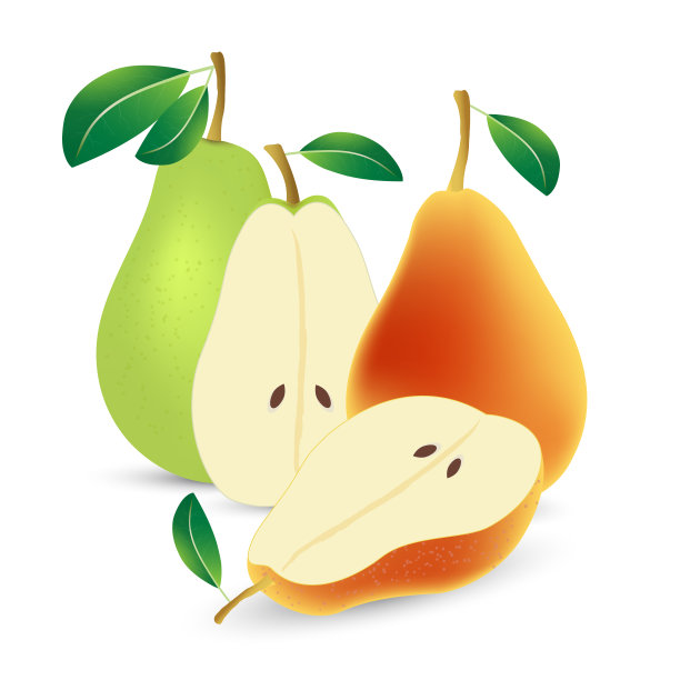 绿红梨子的静物。全叶和半叶，绿叶。平衡组成图片下载