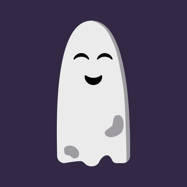 可爱有趣的幽灵孤立在黑暗的背景图片下载