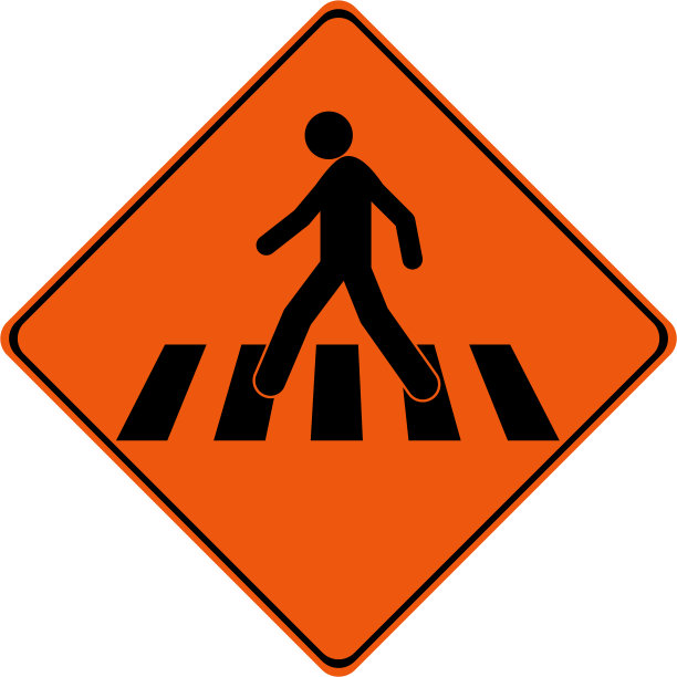带有人行横道标志的警告标志图片下载