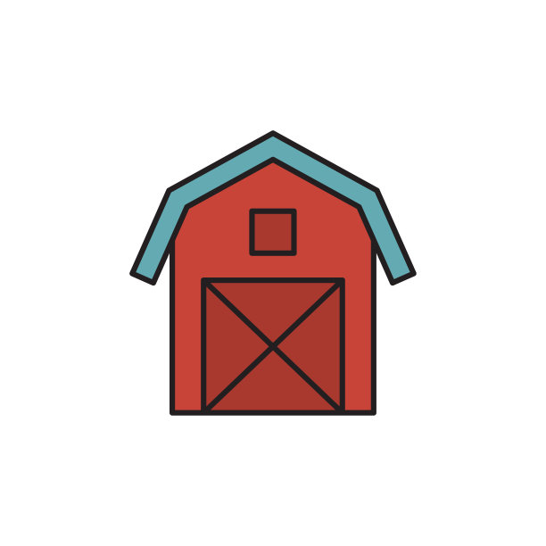 农场谷仓矢量图标符号孤立的白色背景图片下载