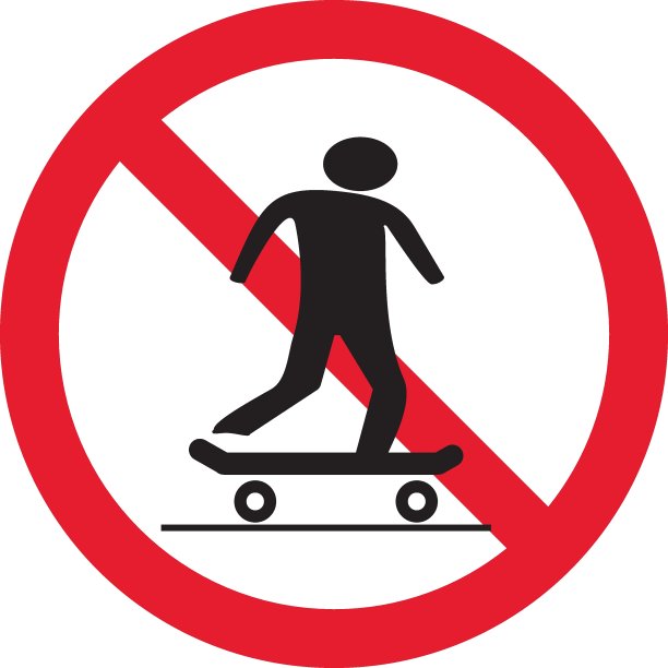 滑板禁止标志，标志，矢量插图图片下载